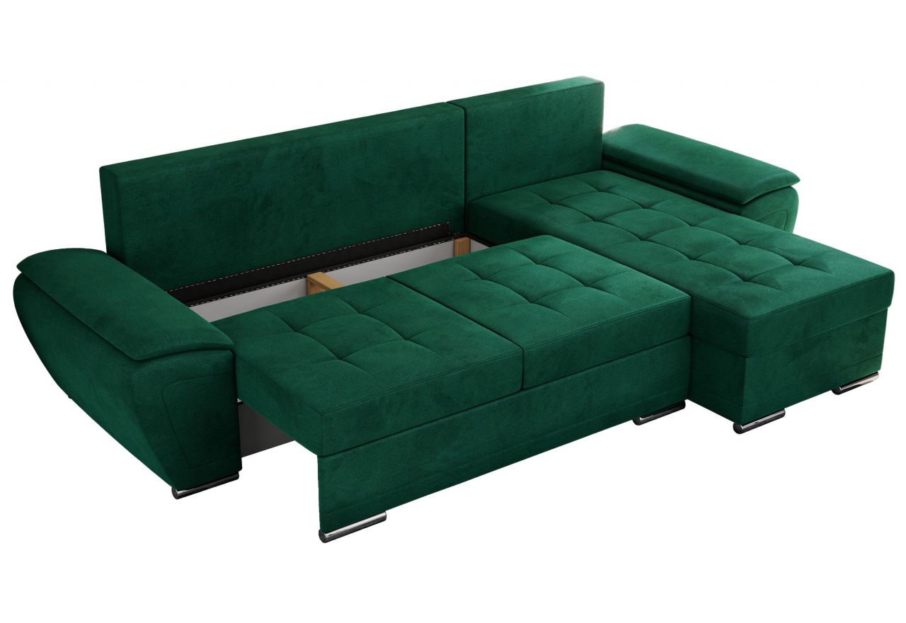 Narożnik UMBRIA L - uniwersalny - ciemnozielony, welwet