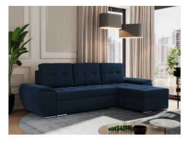 Narożnik UMBRIA L - uniwersalny - ciemnoniebieski, welwet