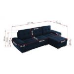 Narożnik UMBRIA L - uniwersalny - ciemnoniebieski, welwet