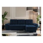 Narożnik UMBRIA L - uniwersalny - ciemnoniebieski, welwet