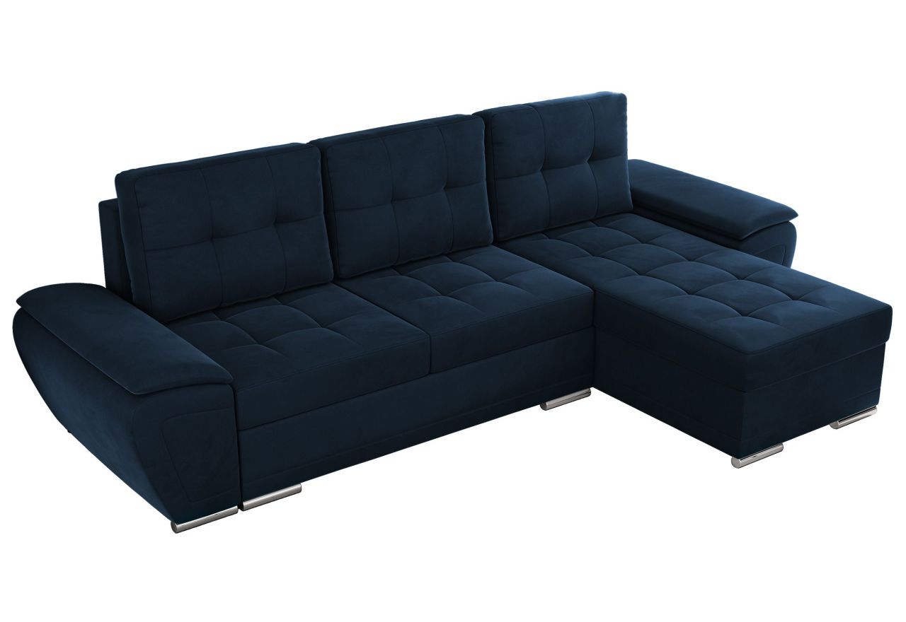 Narożnik UMBRIA L - uniwersalny - ciemnoniebieski, welwet
