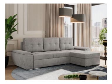 Narożnik UMBRIA L - uniwersalny - jasnoszary, welwet