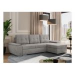 Narożnik UMBRIA L - uniwersalny - jasnoszary, welwet