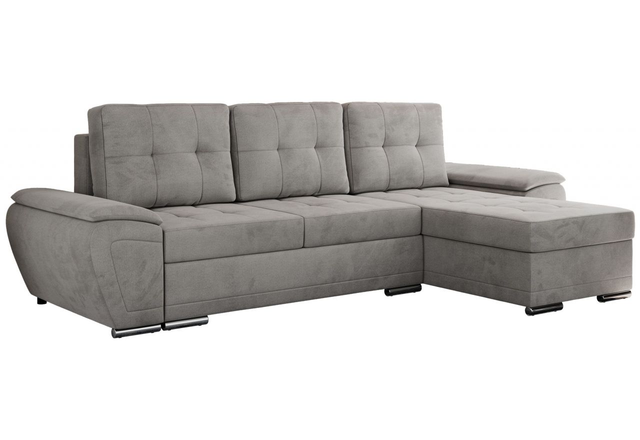 Narożnik UMBRIA L - uniwersalny - jasnoszary, welwet