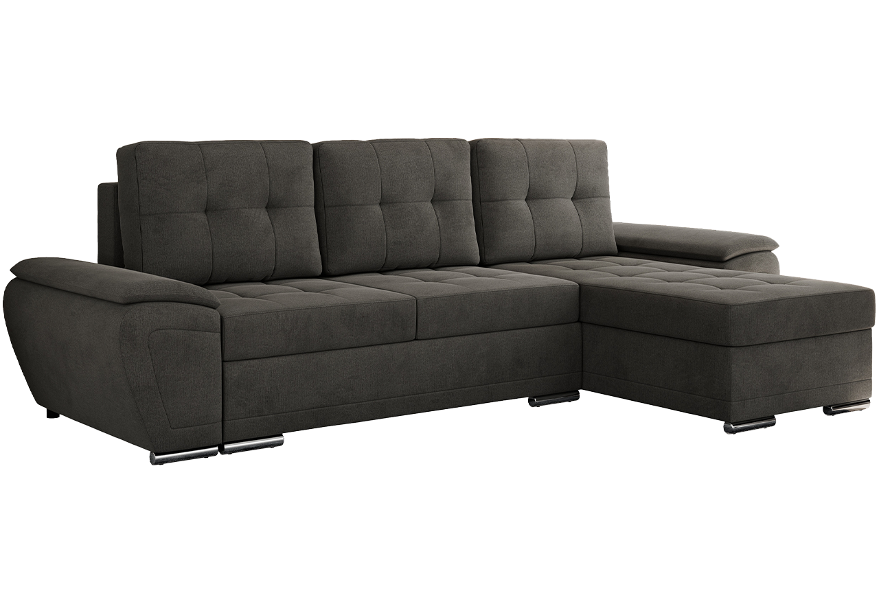 Narożnik UMBRIA L - uniwersalny - ciemnoszary, welwet