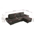 Narożnik UMBRIA L - uniwersalny - ciemnoszary, welwet