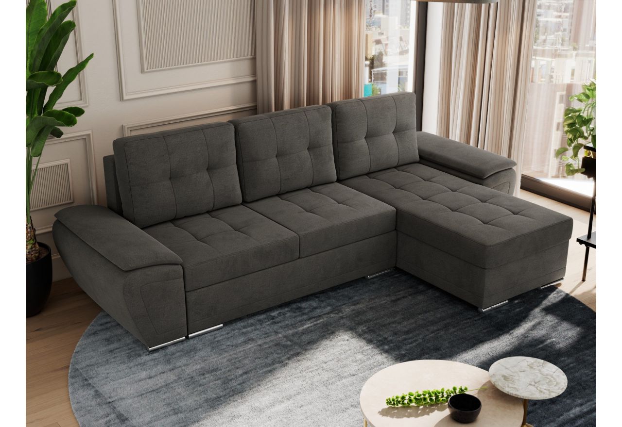 Narożnik UMBRIA L - uniwersalny - ciemnoszary, welwet