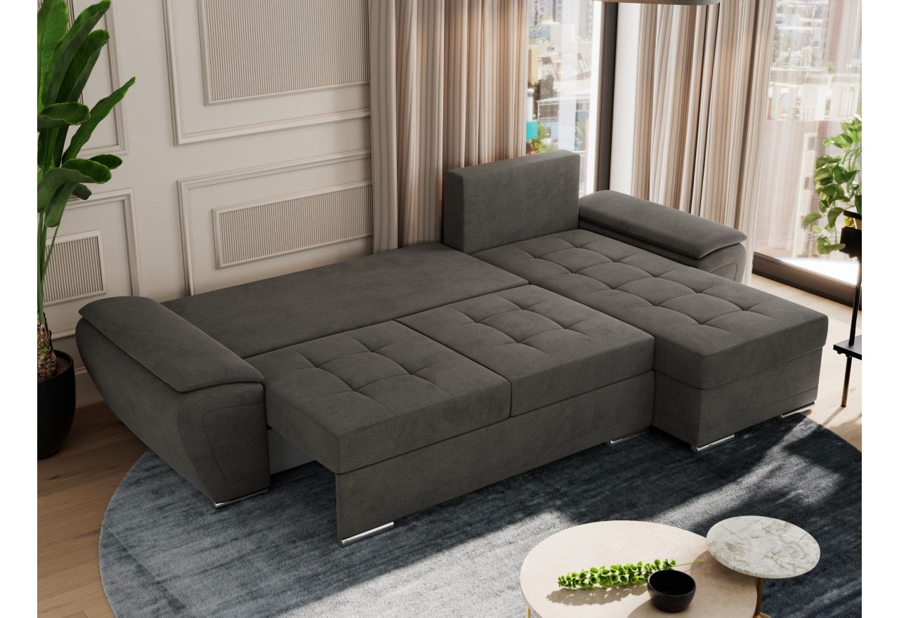 Narożnik UMBRIA L - uniwersalny - ciemnoszary, welwet