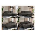 Narożnik UMBRIA L - uniwersalny - ciemnoszary, welwet