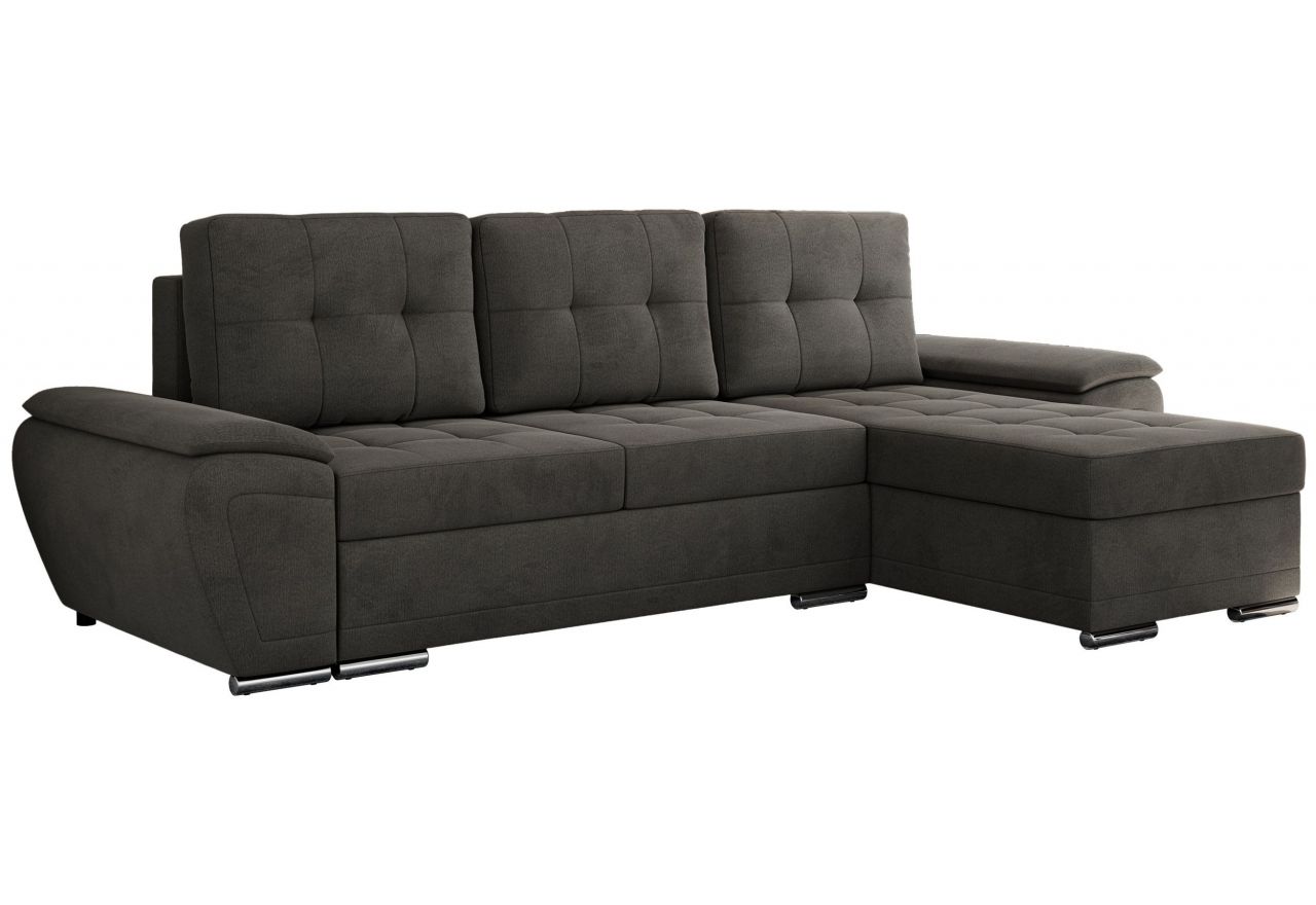 Narożnik UMBRIA L - uniwersalny - ciemnoszary, welwet