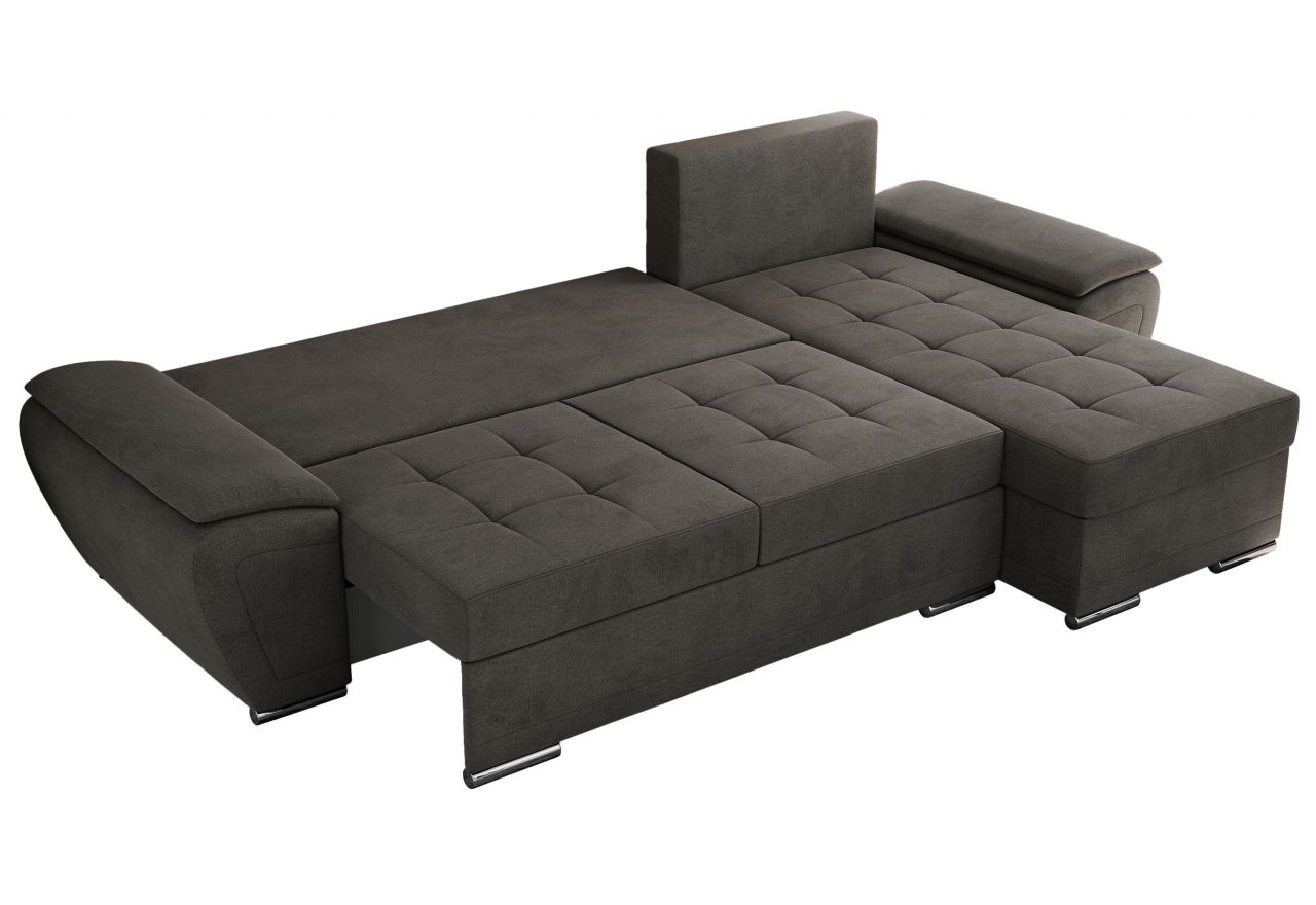 Narożnik UMBRIA L - uniwersalny - ciemnoszary, welwet