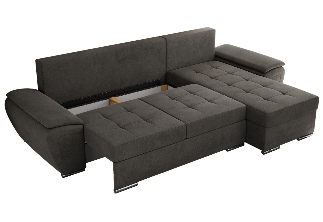 Narożnik UMBRIA L - uniwersalny - ciemnoszary, welwet