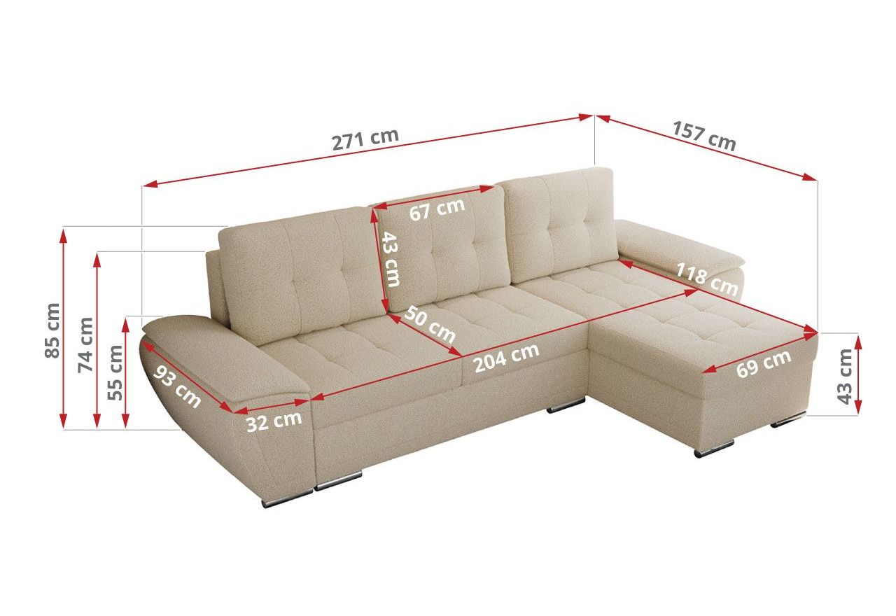 Narożnik UMBRIA L - uniwersalny - kremowy, boucle