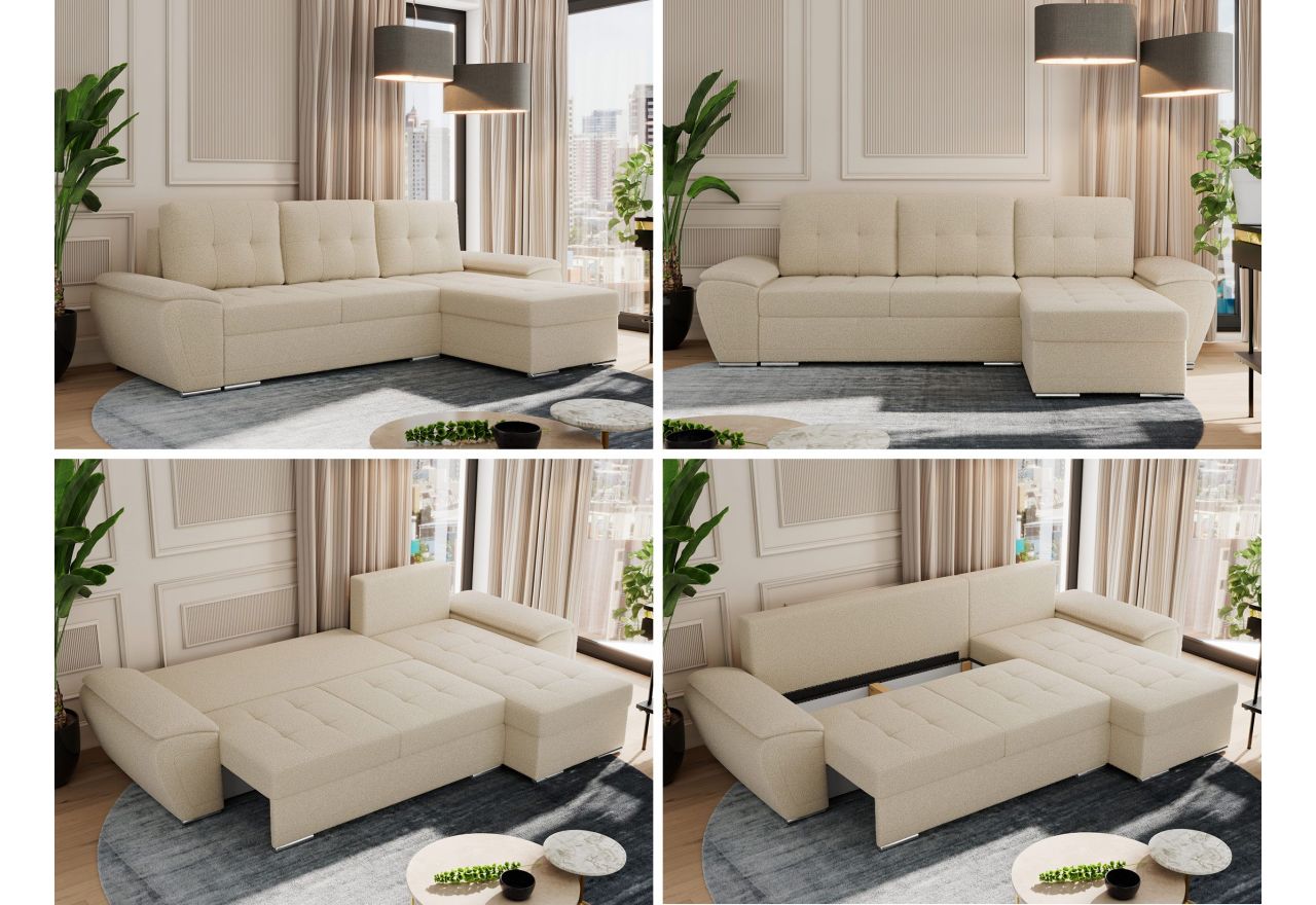 Narożnik UMBRIA L - uniwersalny - kremowy, boucle