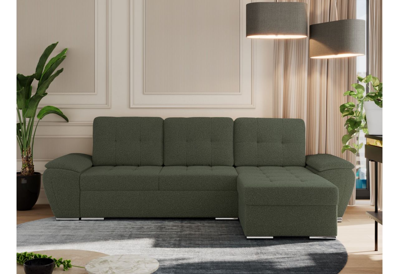 Narożnik UMBRIA L - uniwersalny - zielony, boucle