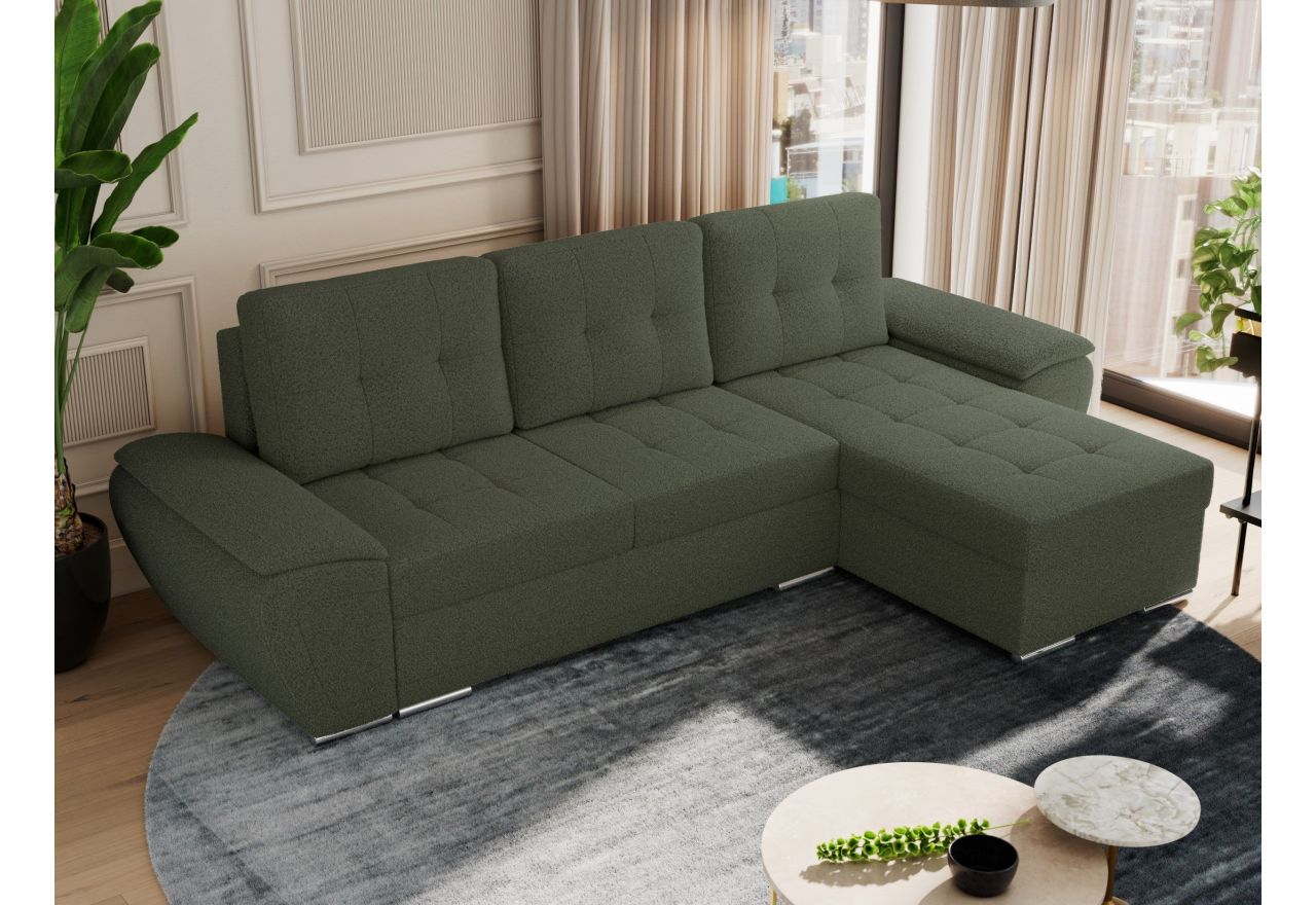 Narożnik UMBRIA L - uniwersalny - zielony, boucle