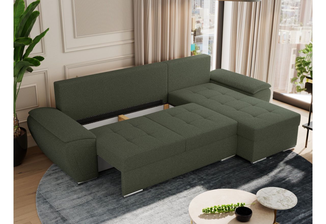 Narożnik UMBRIA L - uniwersalny - zielony, boucle