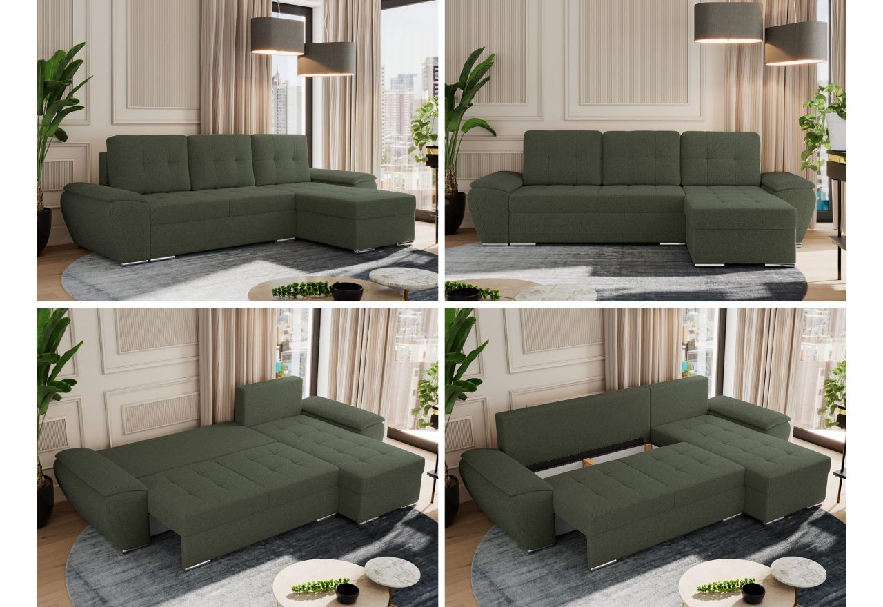 Narożnik UMBRIA L - uniwersalny - zielony, boucle