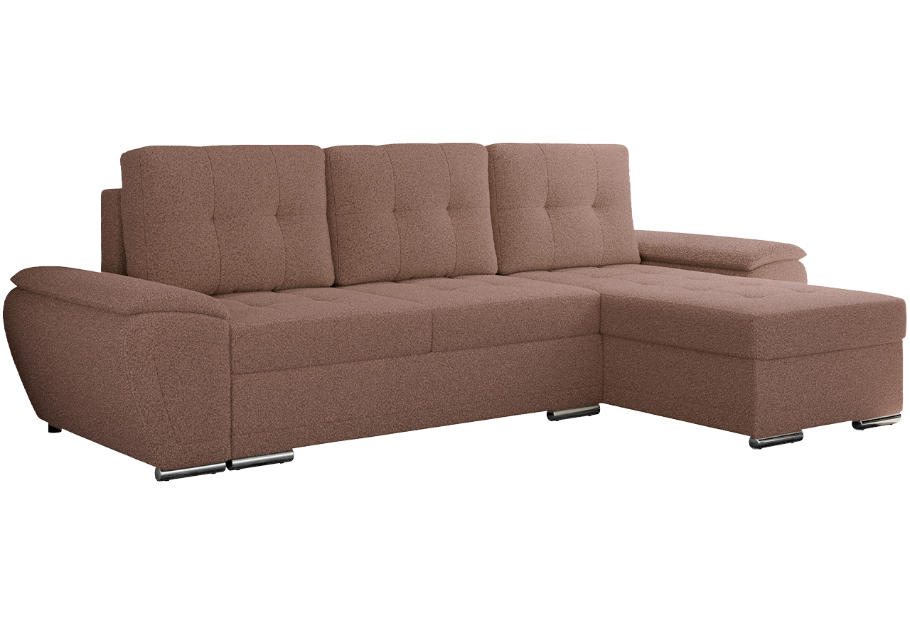 Narożnik UMBRIA L - uniwersalny - różowy, boucle