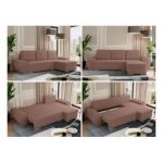 Narożnik UMBRIA L - uniwersalny - różowy, boucle