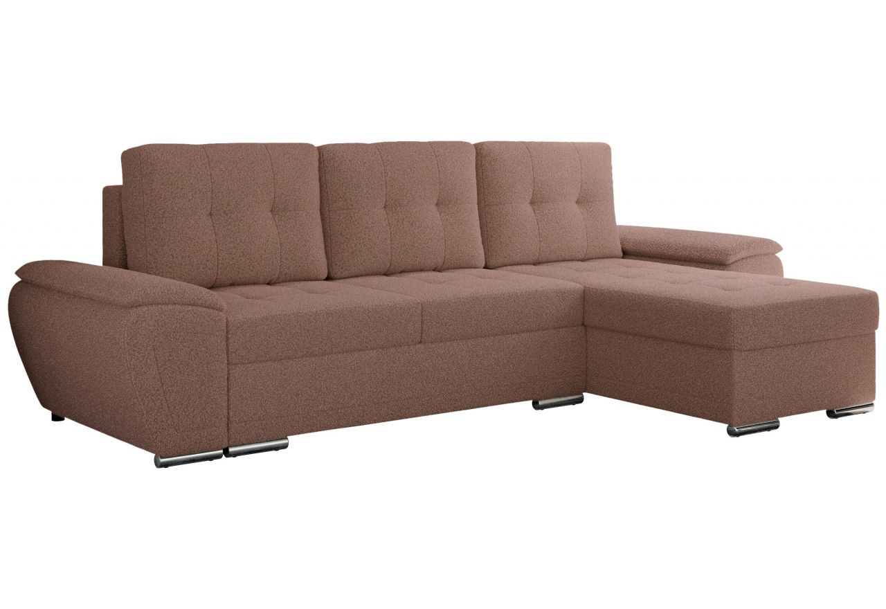 Narożnik UMBRIA L - uniwersalny - różowy, boucle