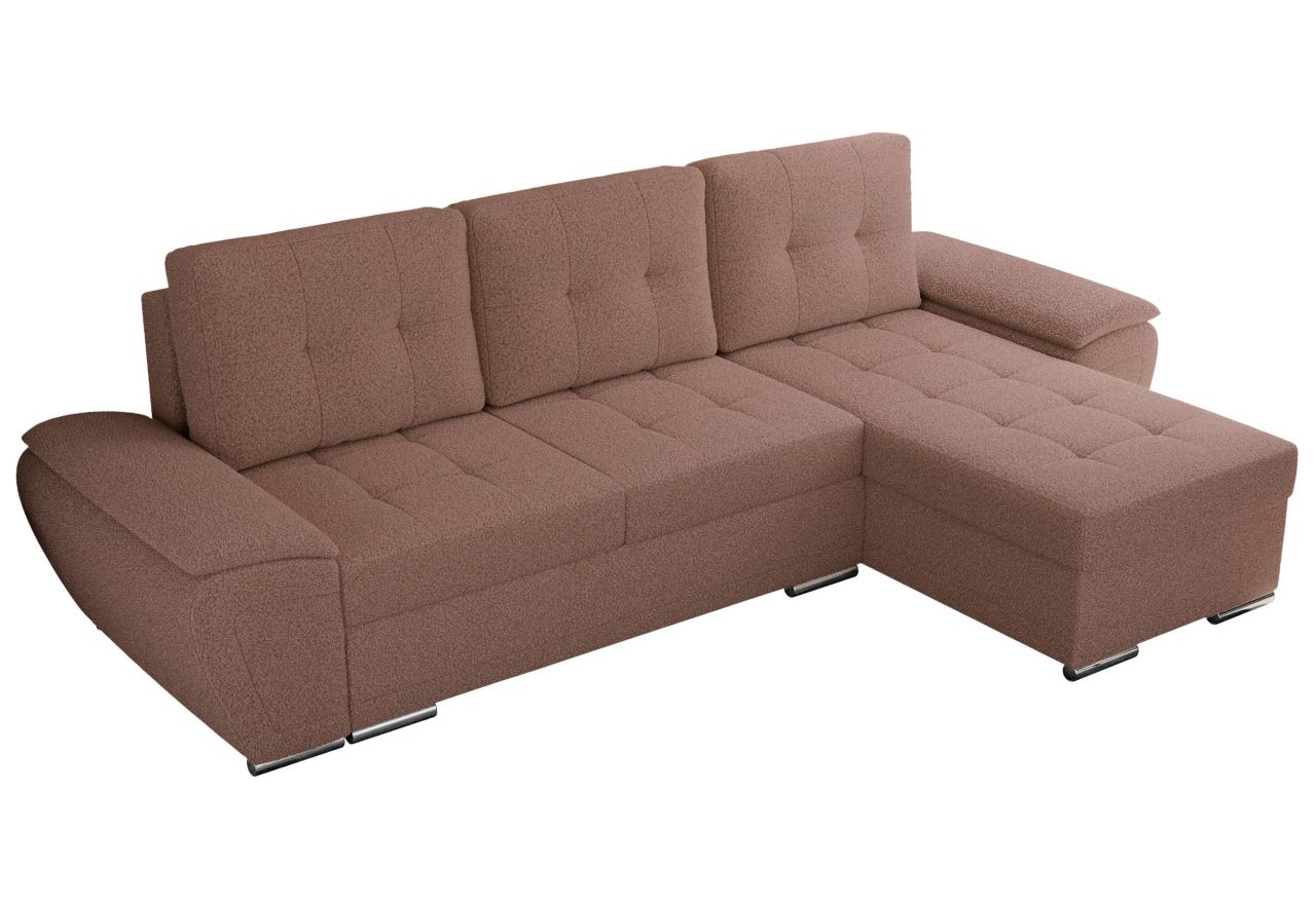 Narożnik UMBRIA L - uniwersalny - różowy, boucle