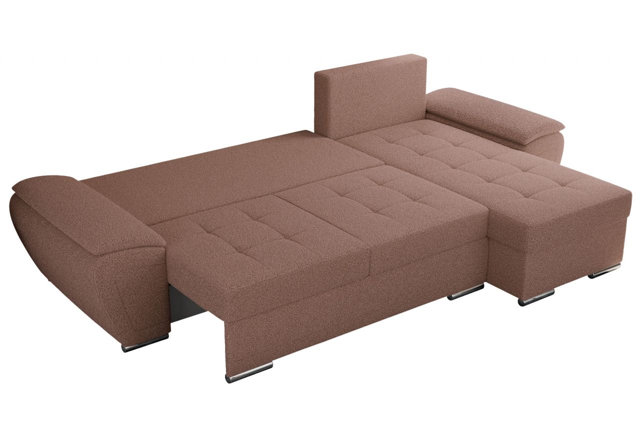 Narożnik UMBRIA L - uniwersalny - różowy, boucle