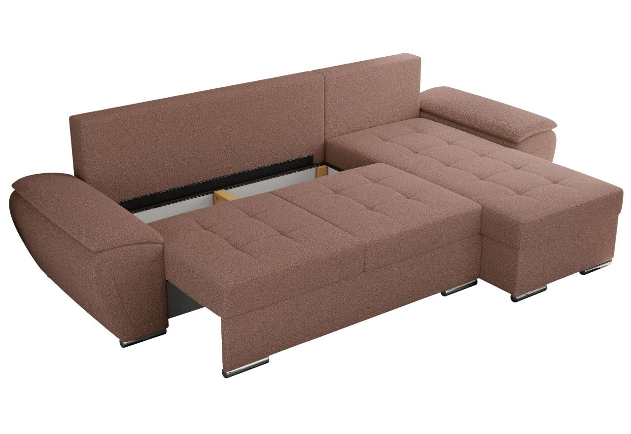 Narożnik UMBRIA L - uniwersalny - różowy, boucle