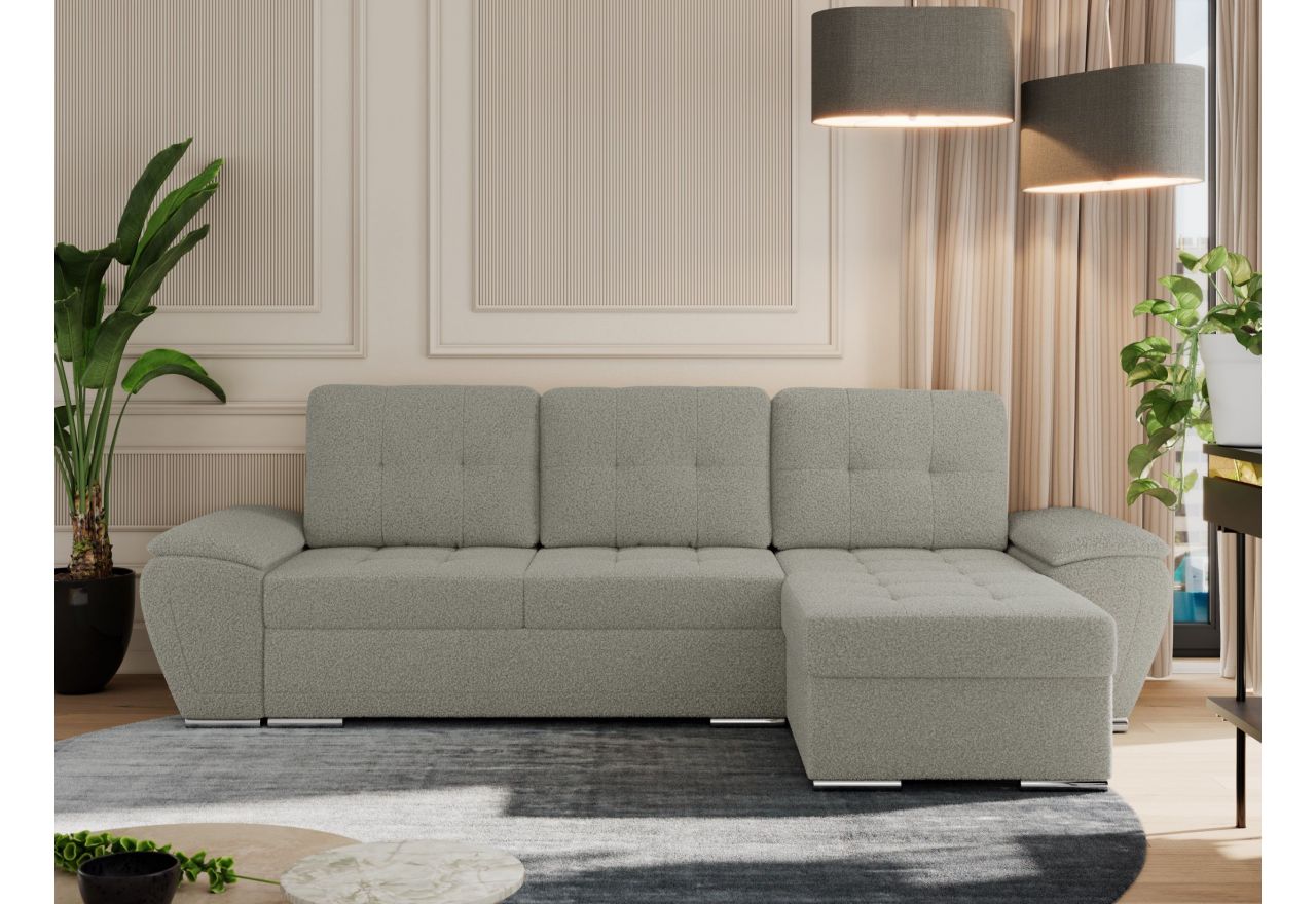 Narożnik UMBRIA L - uniwersalny - jasnoszary, boucle