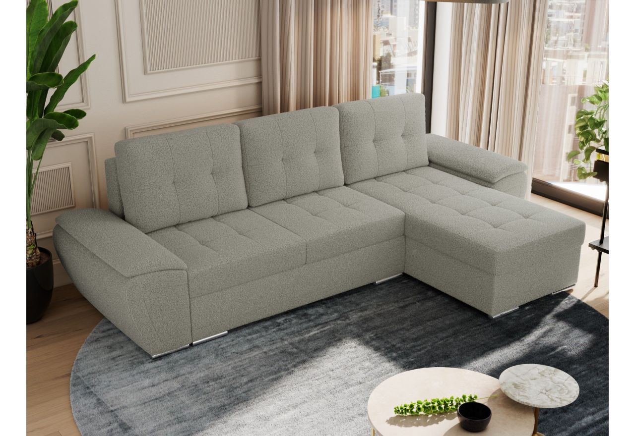 Narożnik UMBRIA L - uniwersalny - jasnoszary, boucle