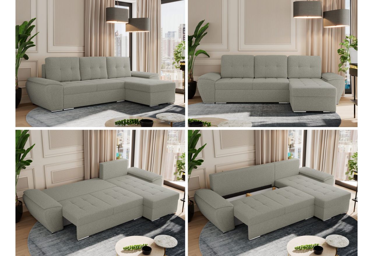 Narożnik UMBRIA L - uniwersalny - jasnoszary, boucle