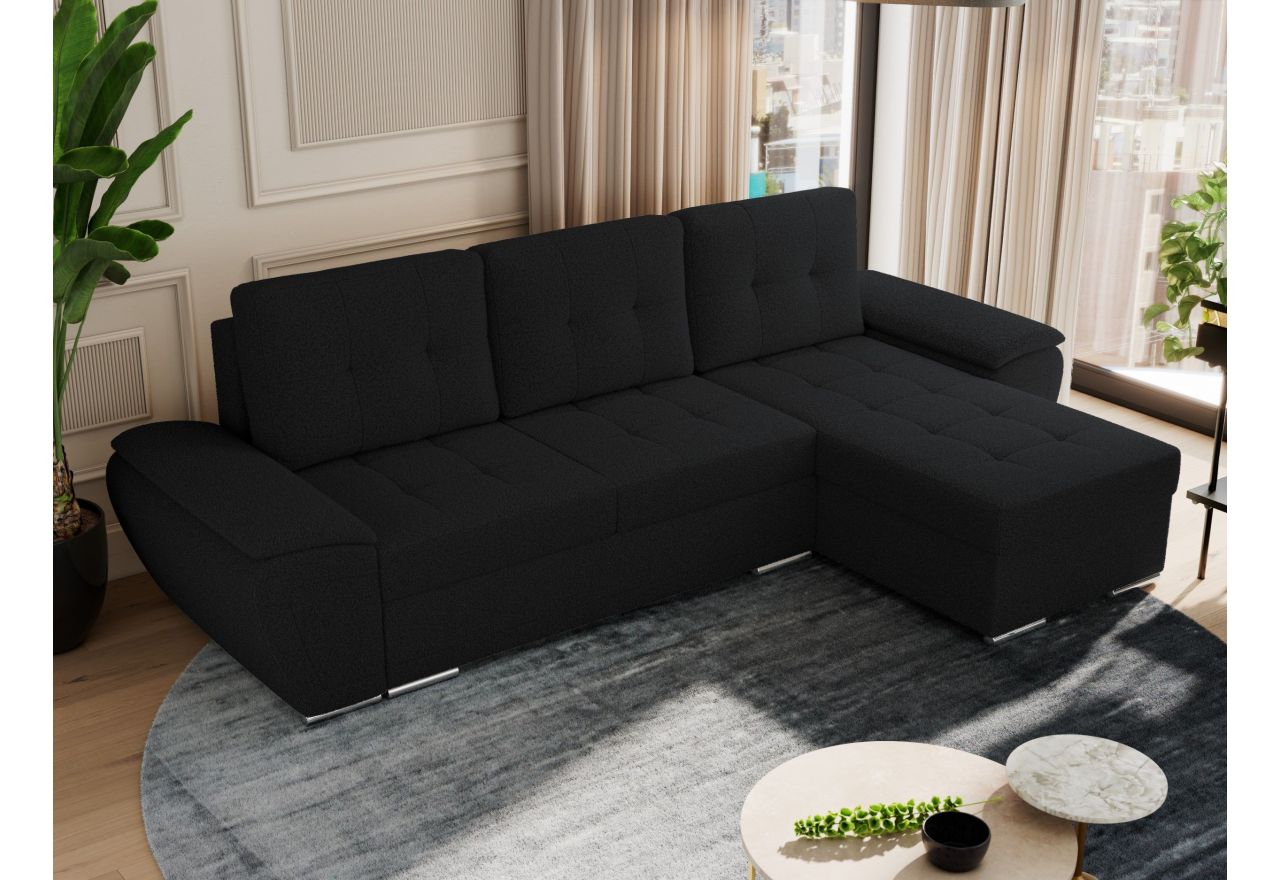 Narożnik UMBRIA L - uniwersalny - czarny, boucle