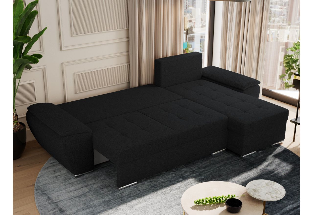 Narożnik UMBRIA L - uniwersalny - czarny, boucle