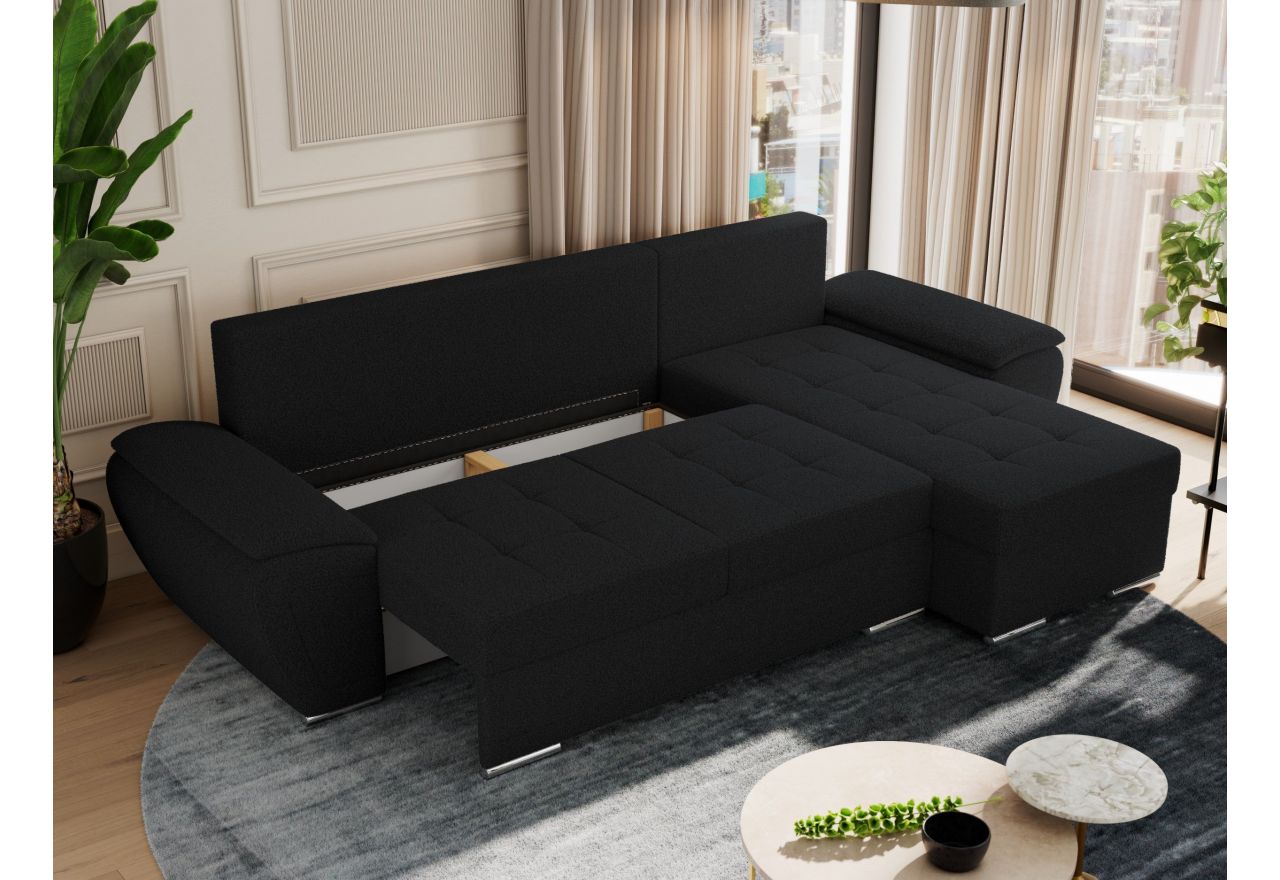 Narożnik UMBRIA L - uniwersalny - czarny, boucle