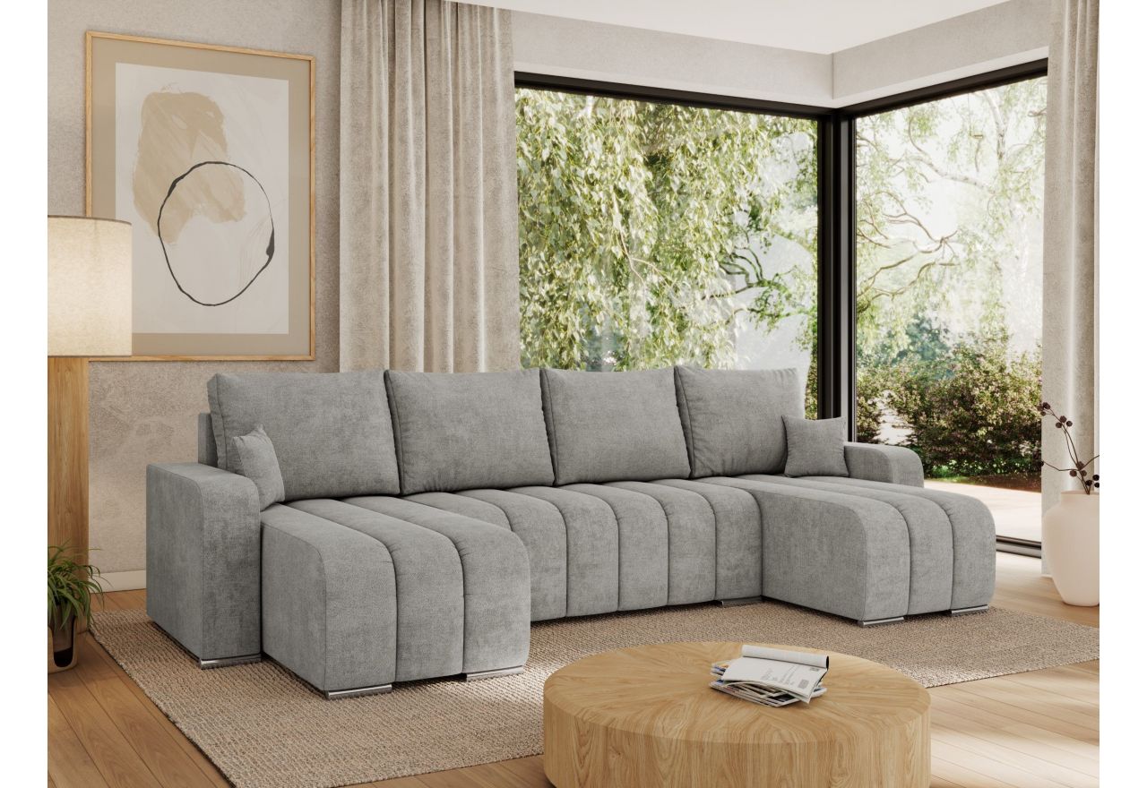 Narożnik KIRASSO U - uniwersalny - jasnoszary, struktura