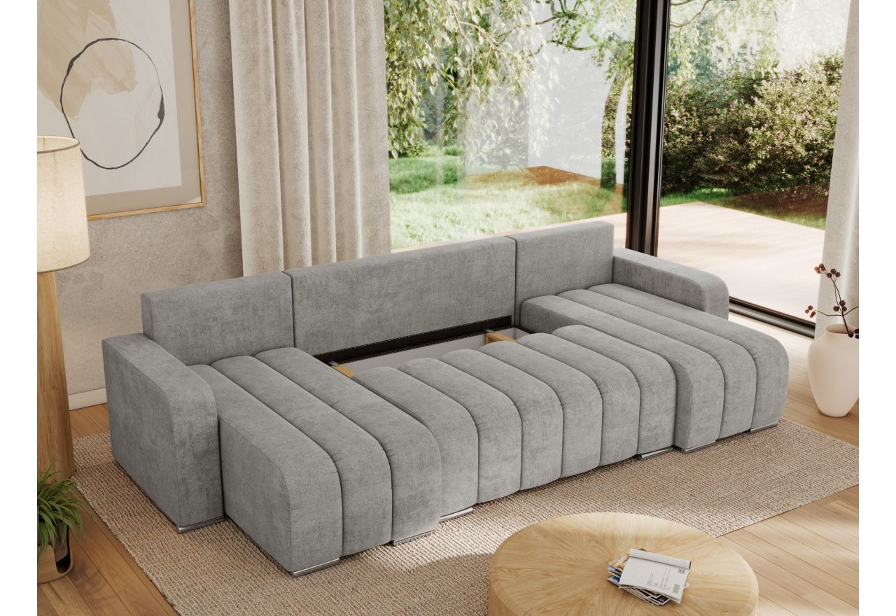 Narożnik KIRASSO U - uniwersalny - jasnoszary, struktura