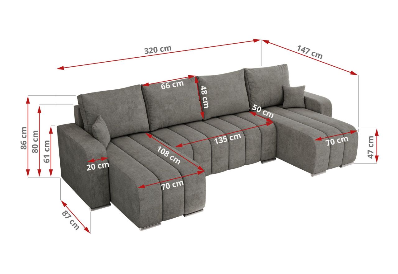 Narożnik KIRASSO U - uniwersalny - szary, struktura