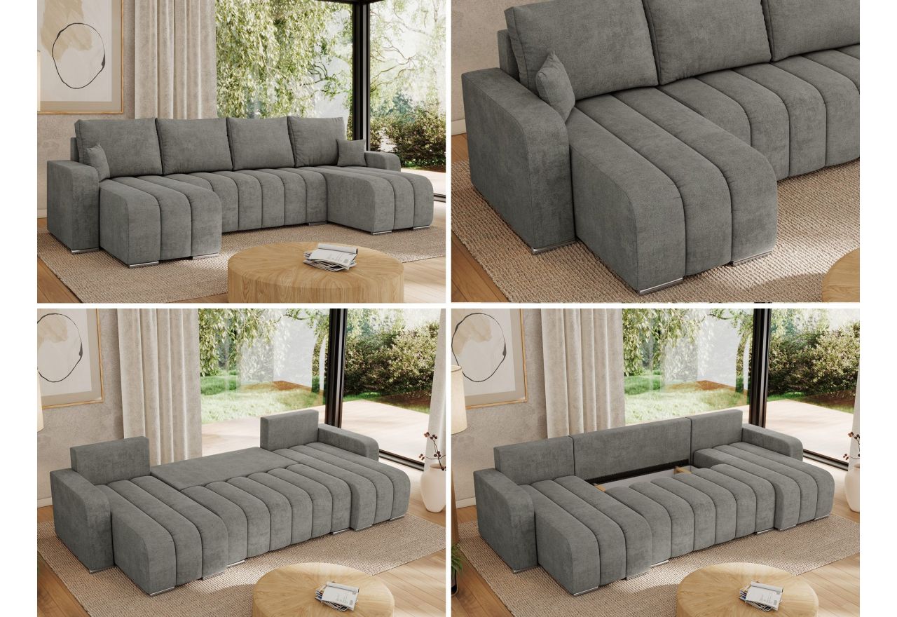 Narożnik KIRASSO U - uniwersalny - szary, struktura