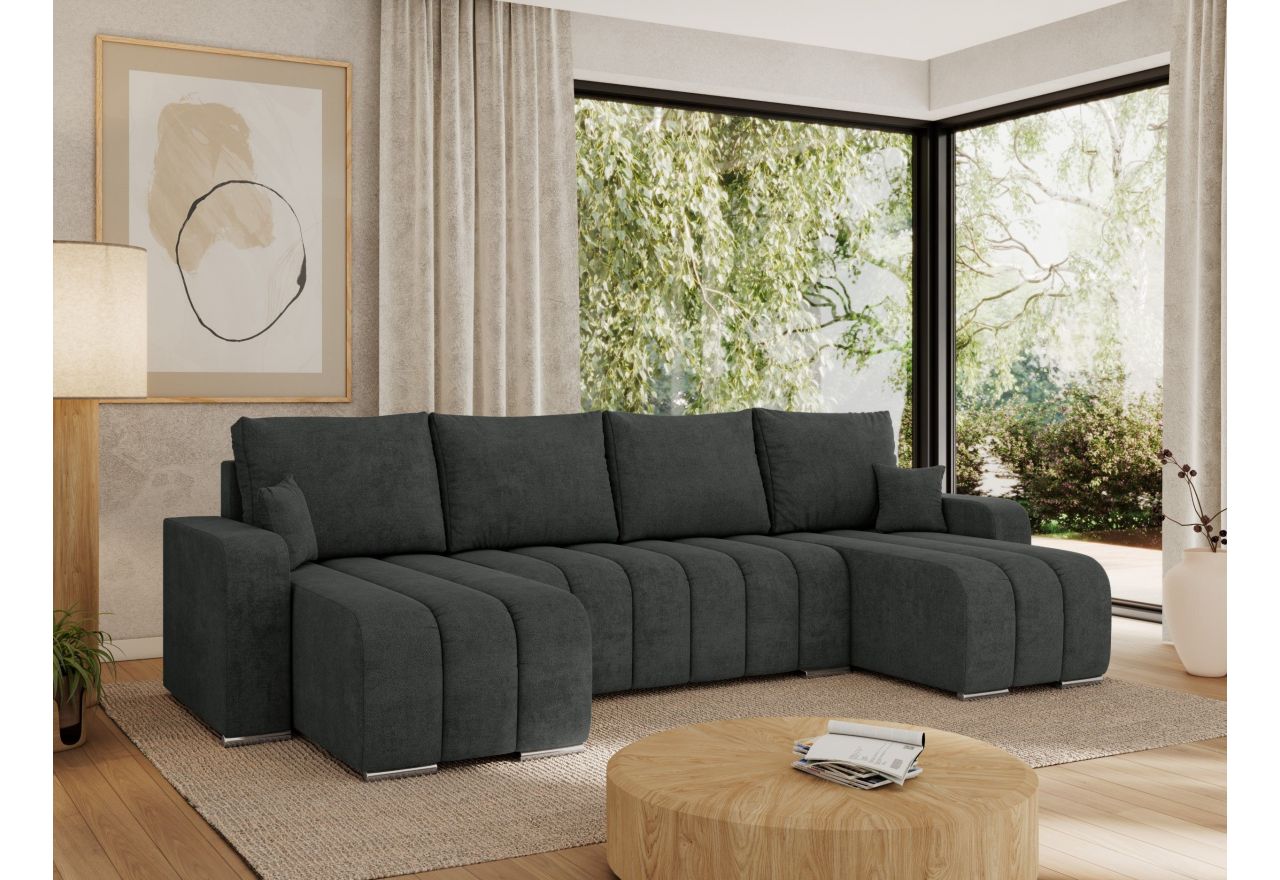 Narożnik KIRASSO U - uniwersalny - ciemnoszary, struktura