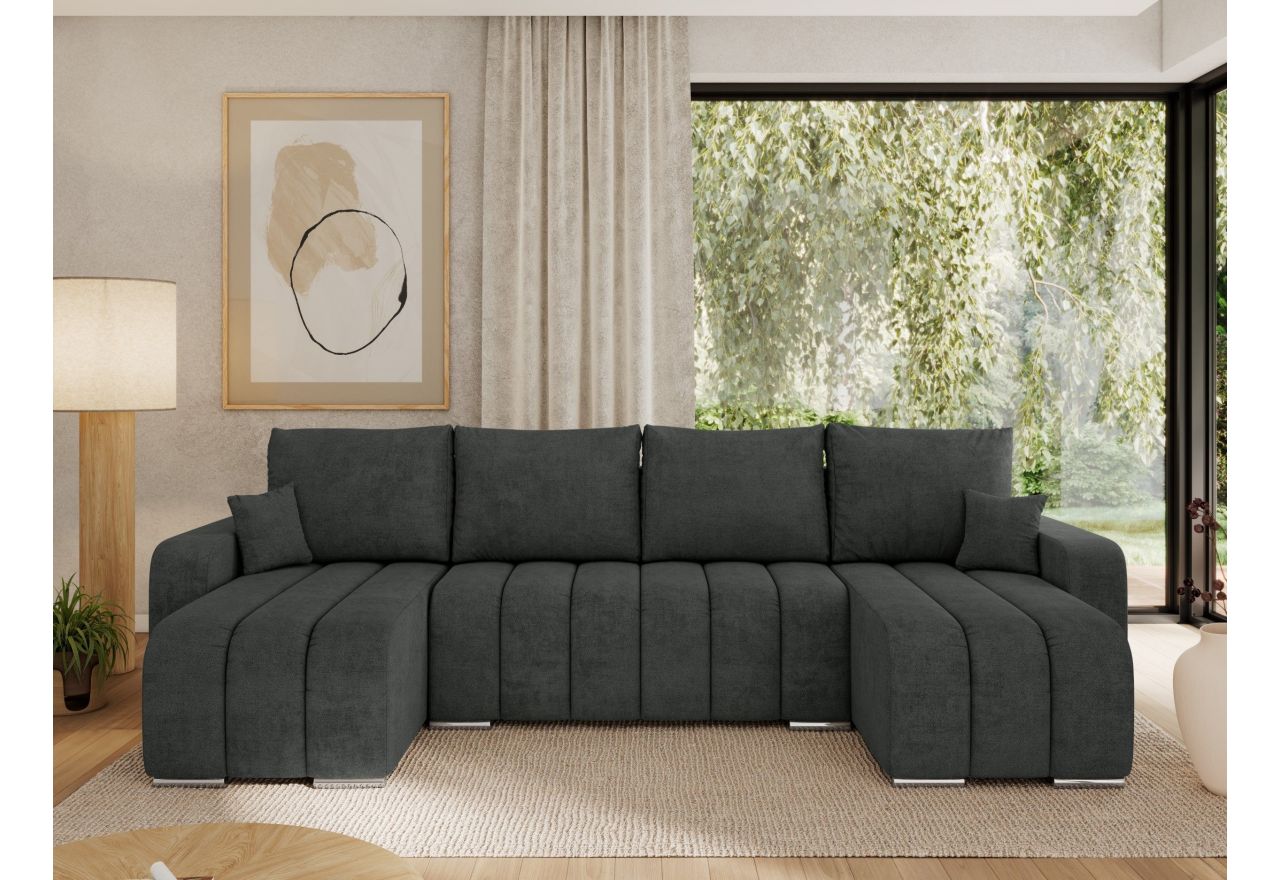 Narożnik KIRASSO U - uniwersalny - ciemnoszary, struktura