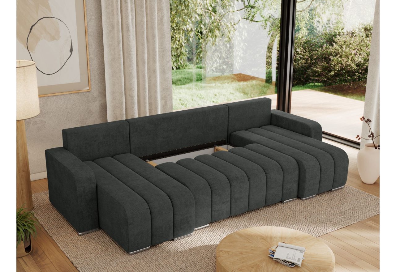 Narożnik KIRASSO U - uniwersalny - ciemnoszary, struktura