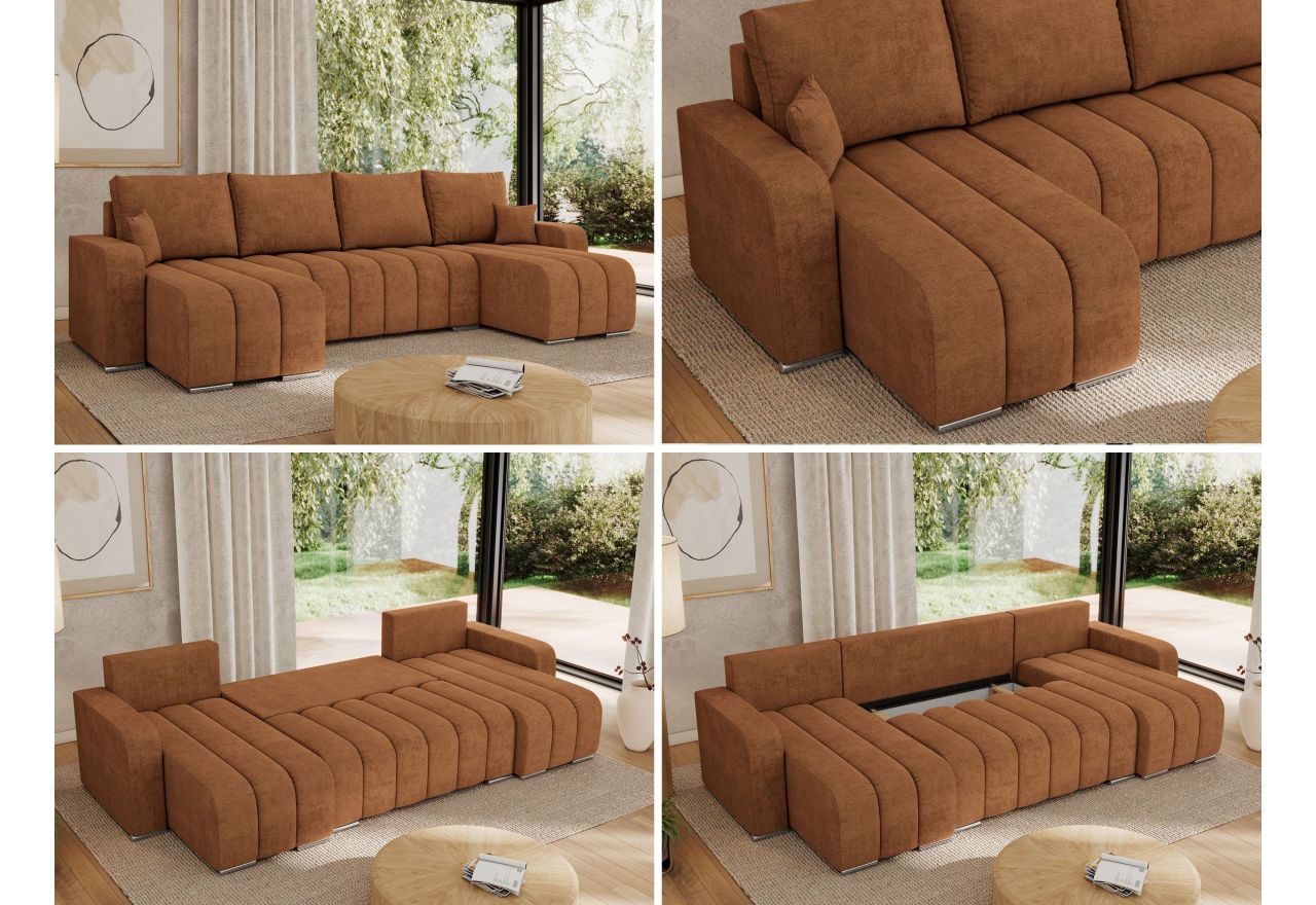 Narożnik KIRASSO U - uniwersalny - pomarańczowy, struktura