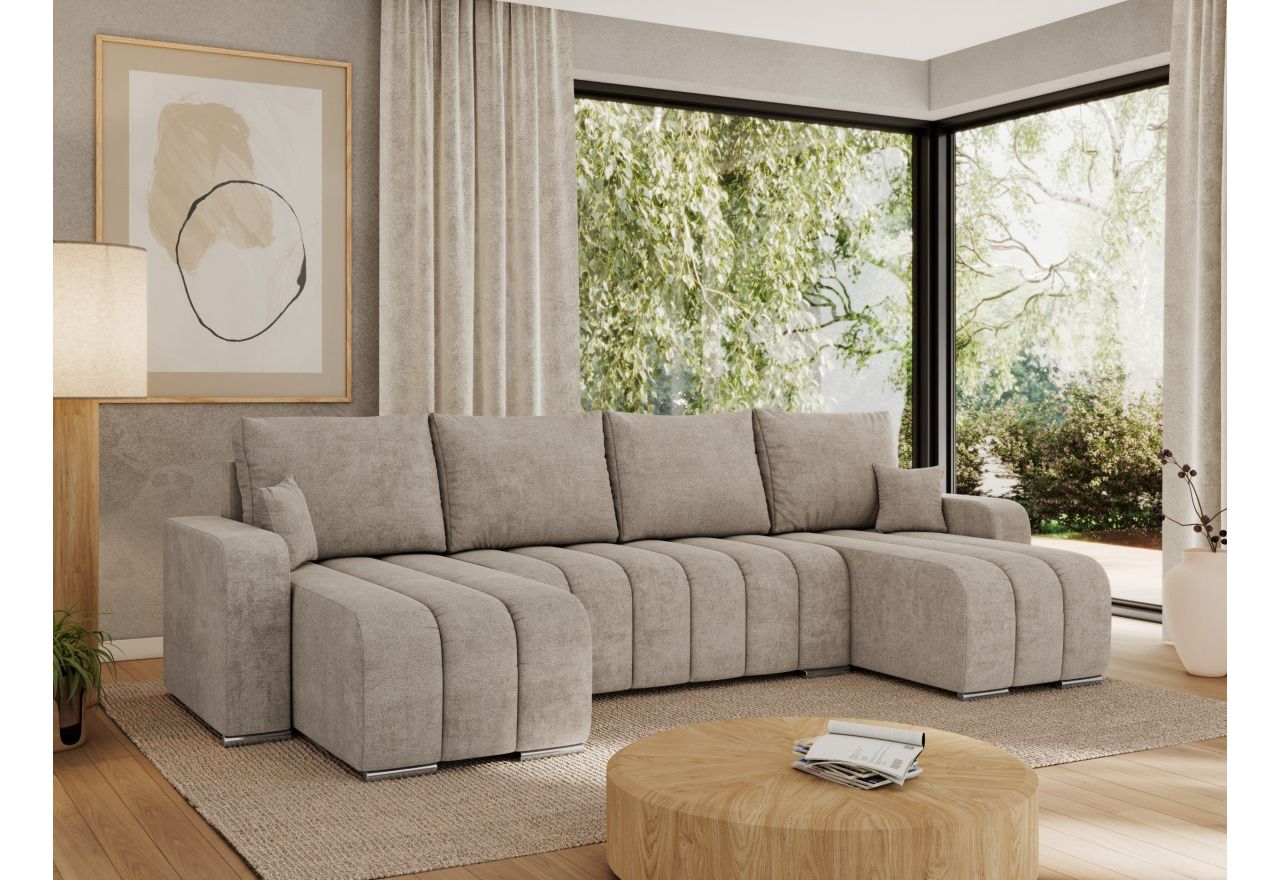 Narożnik KIRASSO U - uniwersalny - beżowy, struktura