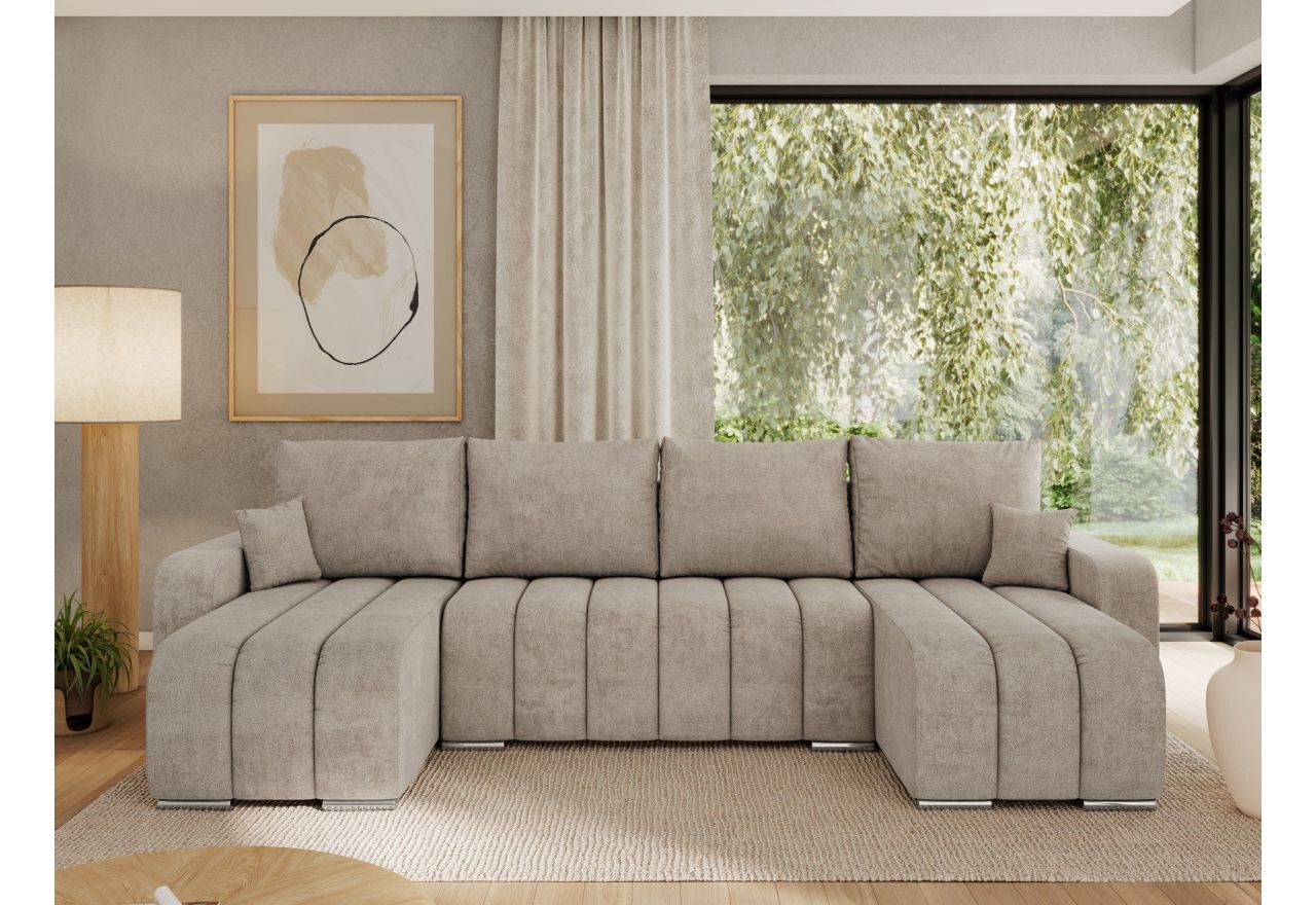 Narożnik KIRASSO U - uniwersalny - beżowy, struktura