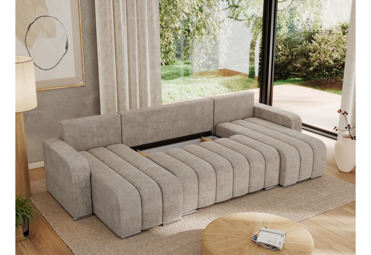 Narożnik KIRASSO U - uniwersalny - beżowy, struktura