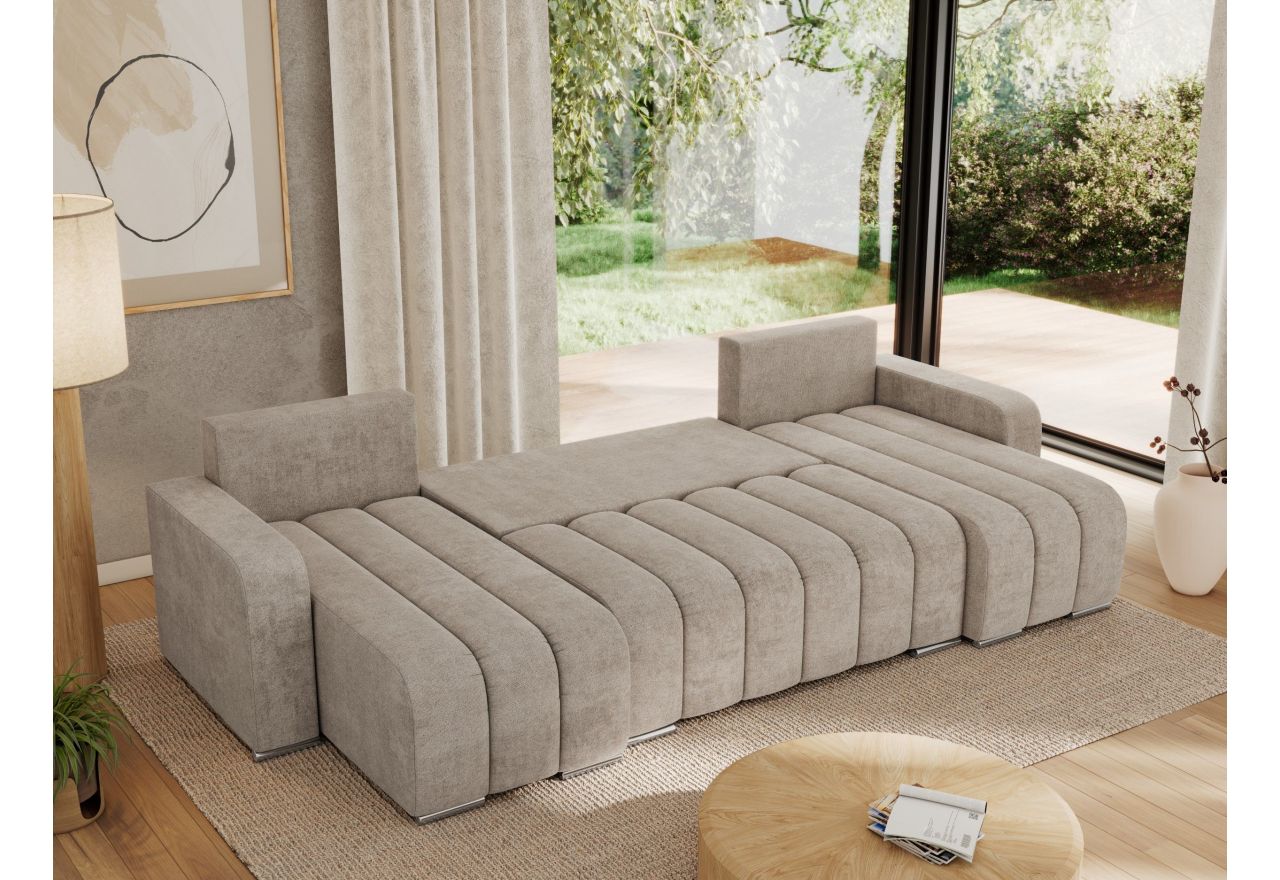 Narożnik KIRASSO U - uniwersalny - beżowy, struktura