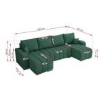 Narożnik KIRASSO U - uniwersalny - ciemnozielony, struktura