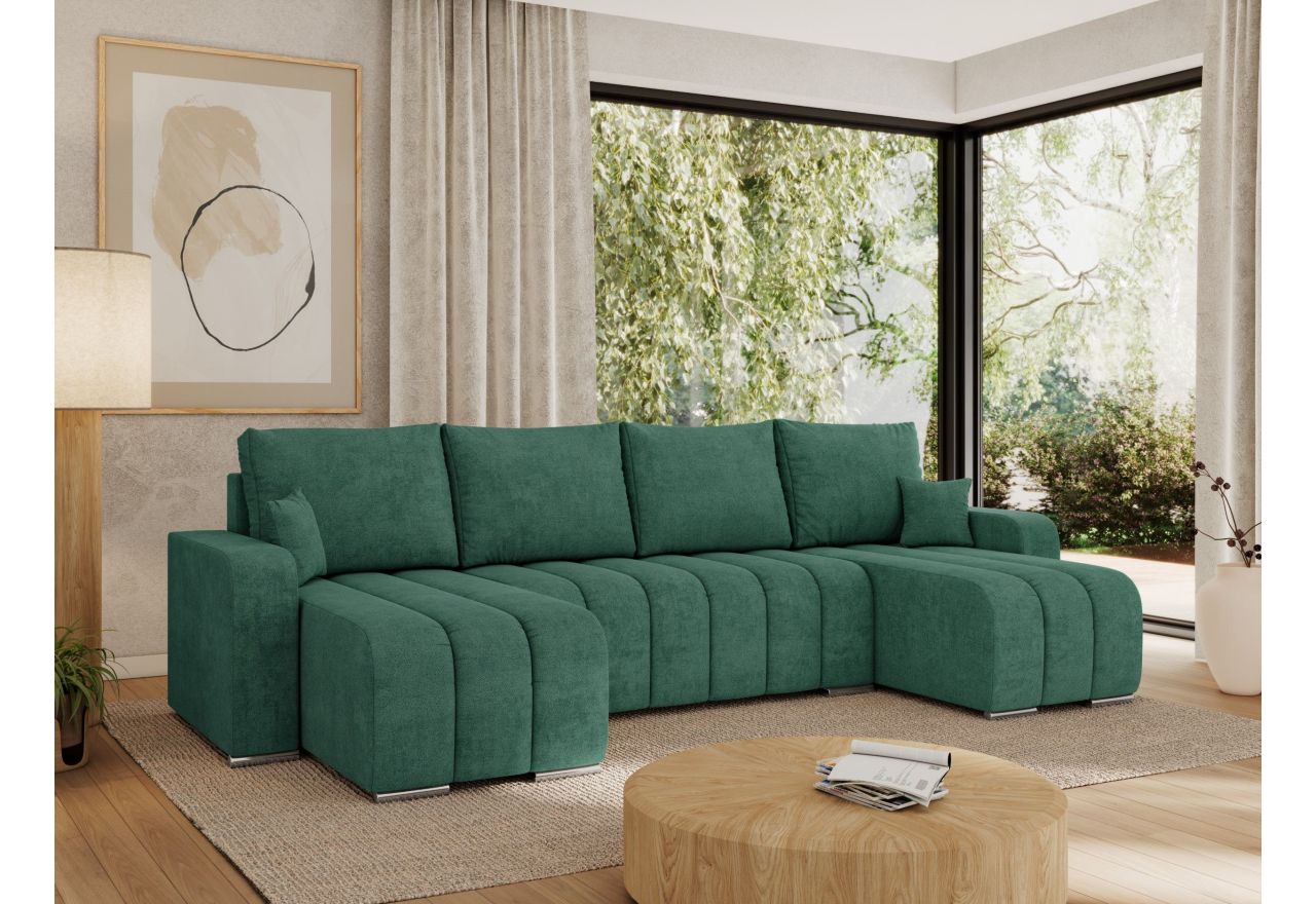 Narożnik KIRASSO U - uniwersalny - ciemnozielony, struktura