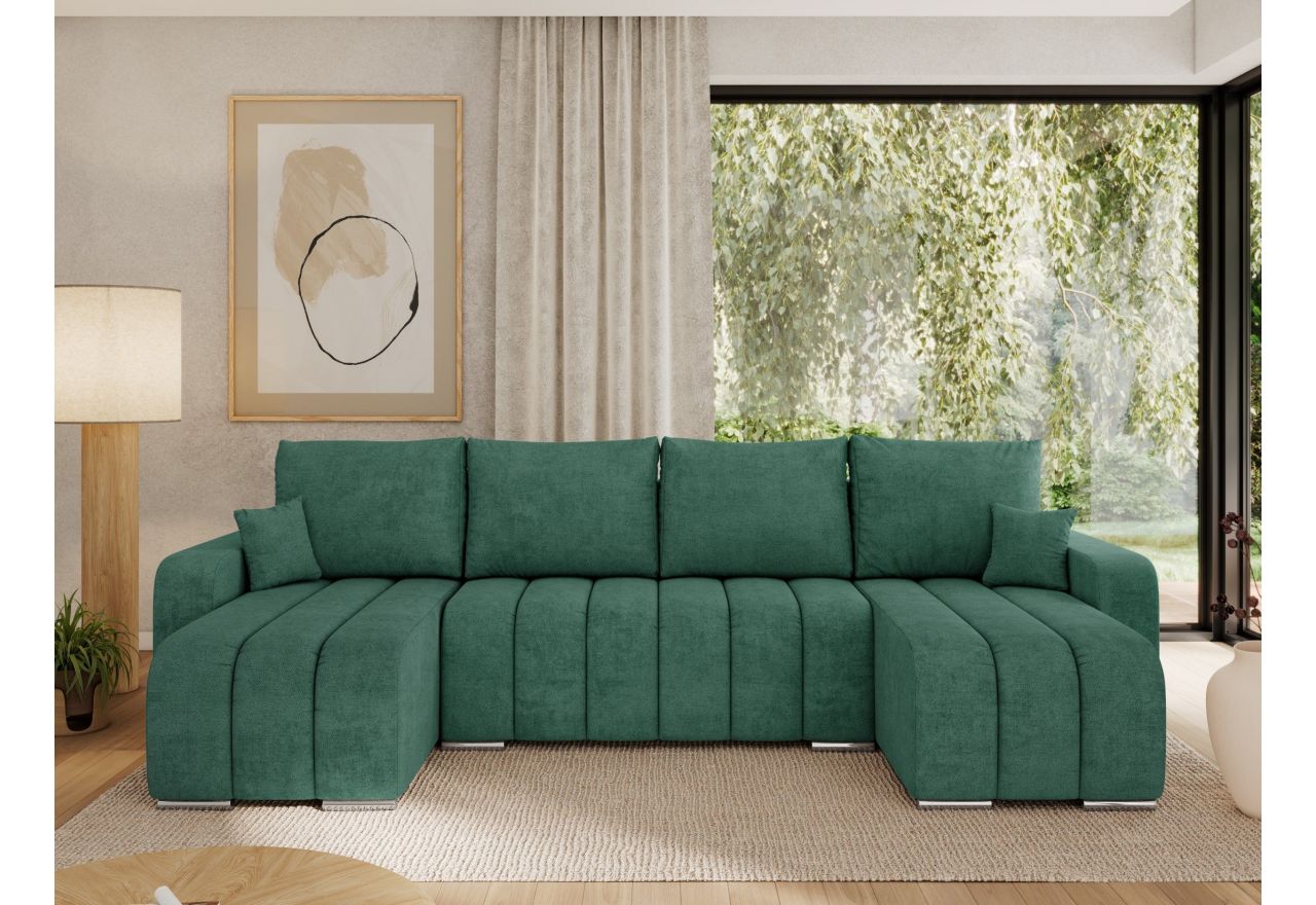 Narożnik KIRASSO U - uniwersalny - ciemnozielony, struktura