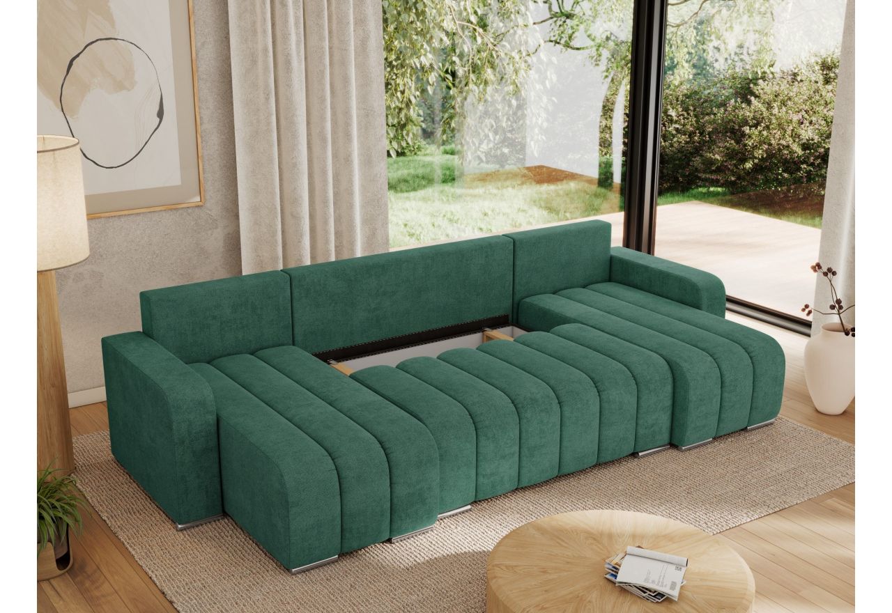 Narożnik KIRASSO U - uniwersalny - ciemnozielony, struktura